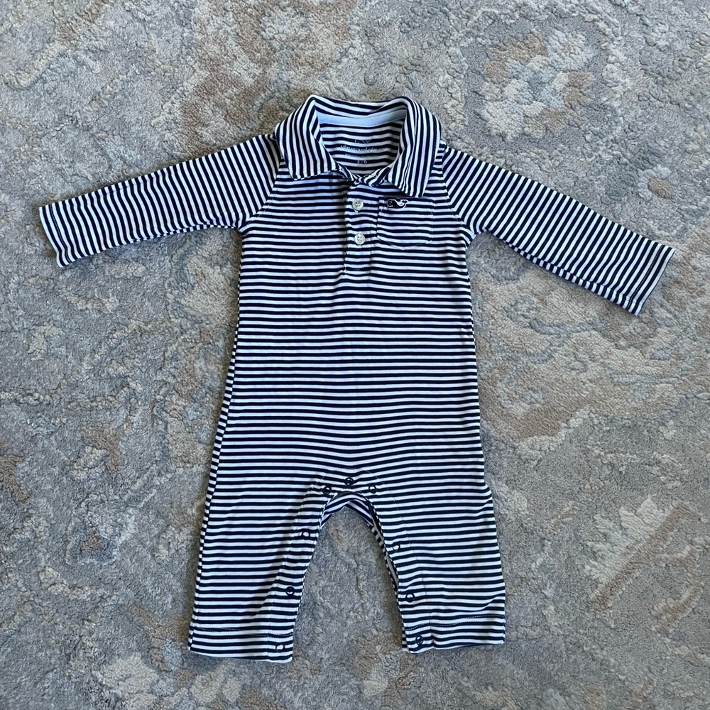 Vineyard Vines striped infant baby polo one piece, size 3-6M